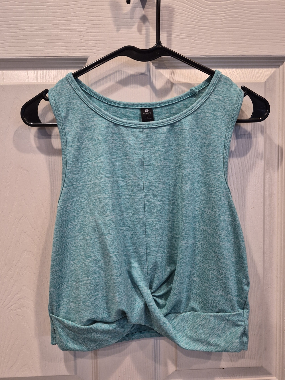 3/30 Velocity Teal Twist-Front Sleeveless Crop Top
